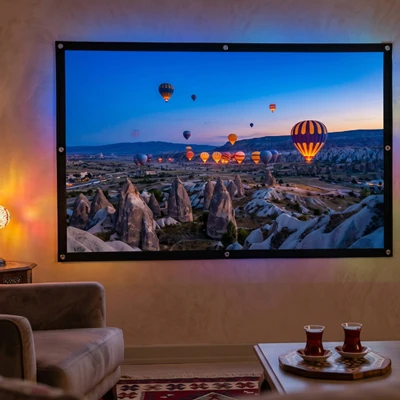 100 İnç 220x124 cm 16:9 Projeksiyon Perdesi - Ev Sinema Sistemi için