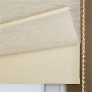 Çiftli Sade Düz, Şantuk, Keten Tül Stor Perde Ekru