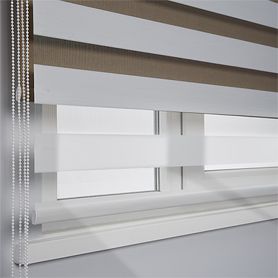 Kırık Beyaz Brillant Çift Mekanizmalı Zebra Karartma Stor Perde, Güneş ve Işık Geçirmeyen Zebra Stor Perde