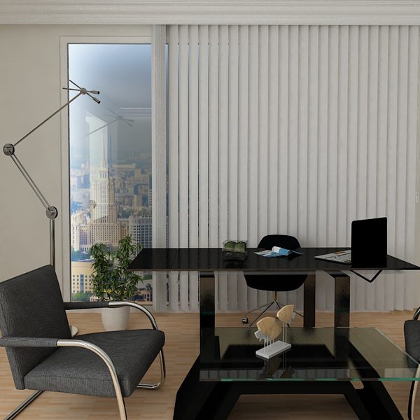 Ofis Tipi Beyaz Pvc Dikey Perde Beyaz Oluklu