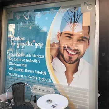 Baskılı vitrin perdesi