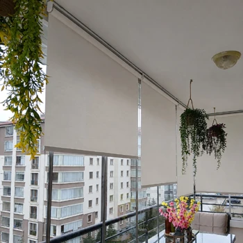 Bej Stor Perde - Balkon için Güneşlik