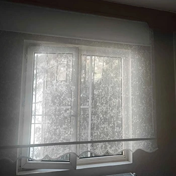 Çiçek Desenli Çift Mekanizmalı Tül Stor Perde Beyaz