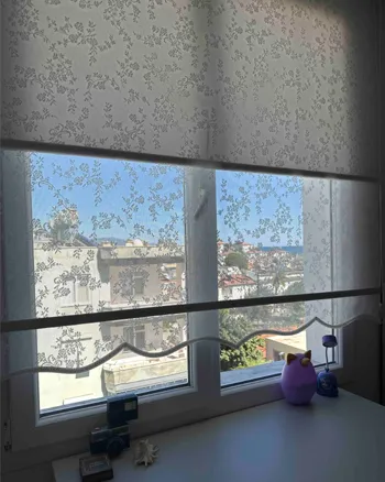 Çiçekli Çift Mekanizmalı Stor Perde