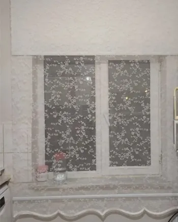 Çift mekanizmalı çiçekli tül ve stor perde