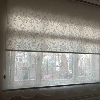 Çift mekanizmalı damask desen tül stor perde