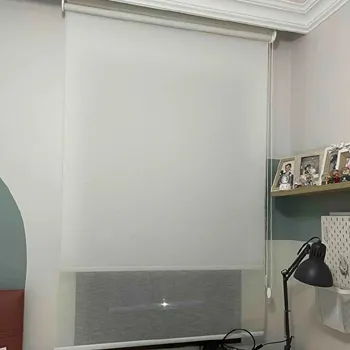 Çift mekanizmalı sade tül karartma stor perde