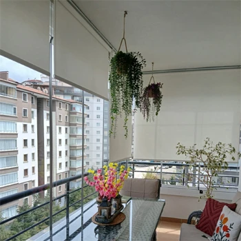 Kırık Beyaz Balkon Güneşlik Stor Perde