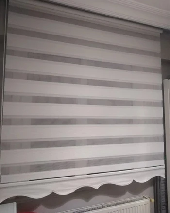 Mikro İnce Pliseli Zebra ve Stor Perde Beyaz Etek Dilimli