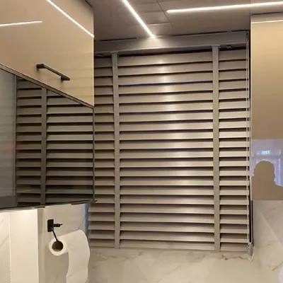 Mutfak için 50 mm Ahşap Görünümlü Zincirli Redüktörlü Jaluzi
