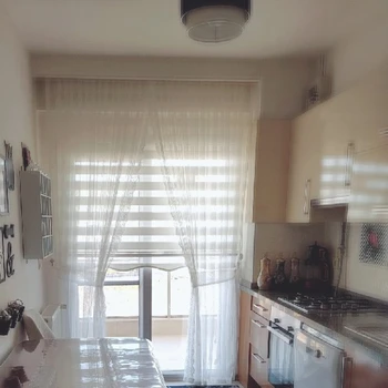Mutfak Perdeleri Dar Pliseli Zebra ve 2 Kanatlı Tül