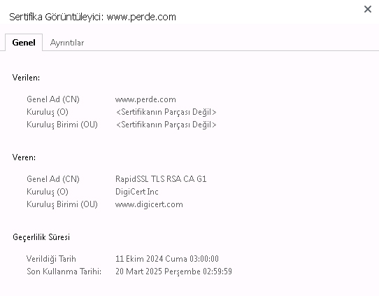 www.perde.com SSL Bilgisi www.perde.com SSL Bilgisi