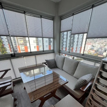 Plise balkon perdesi harika oldu